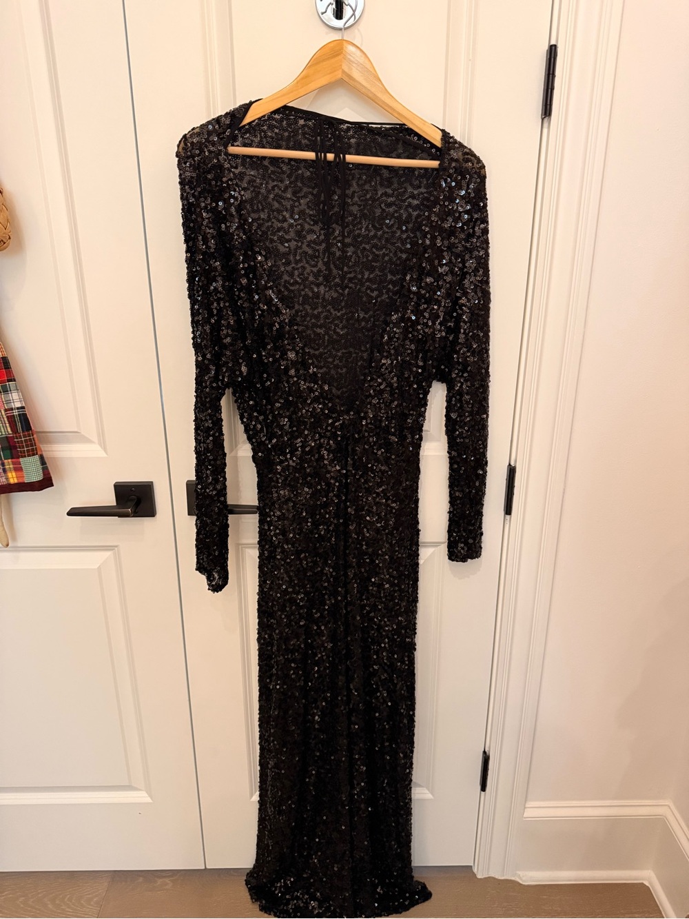 Zara Black Sequin Maxi Dress with Long Sleeves - Picture 2 of 4